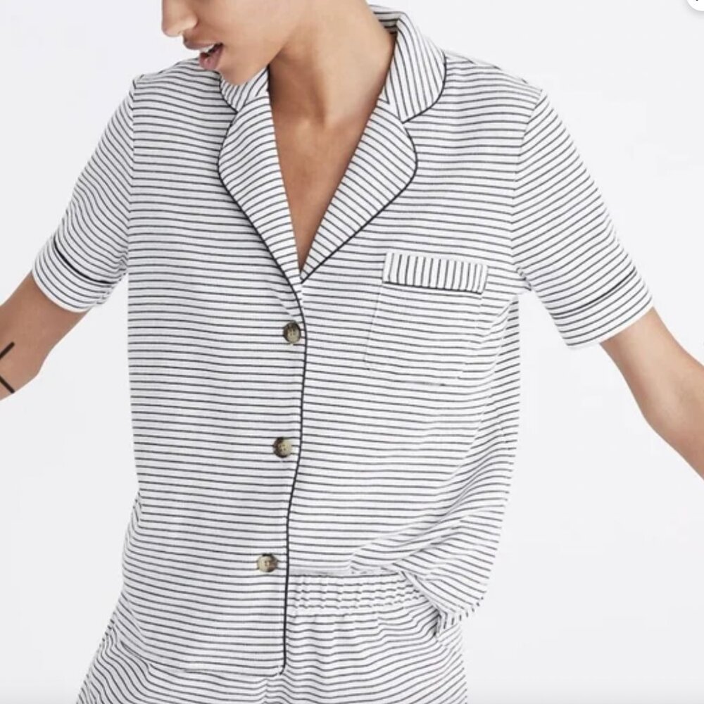MADEWELL Striped Short Sleeve Button-Up Shirt